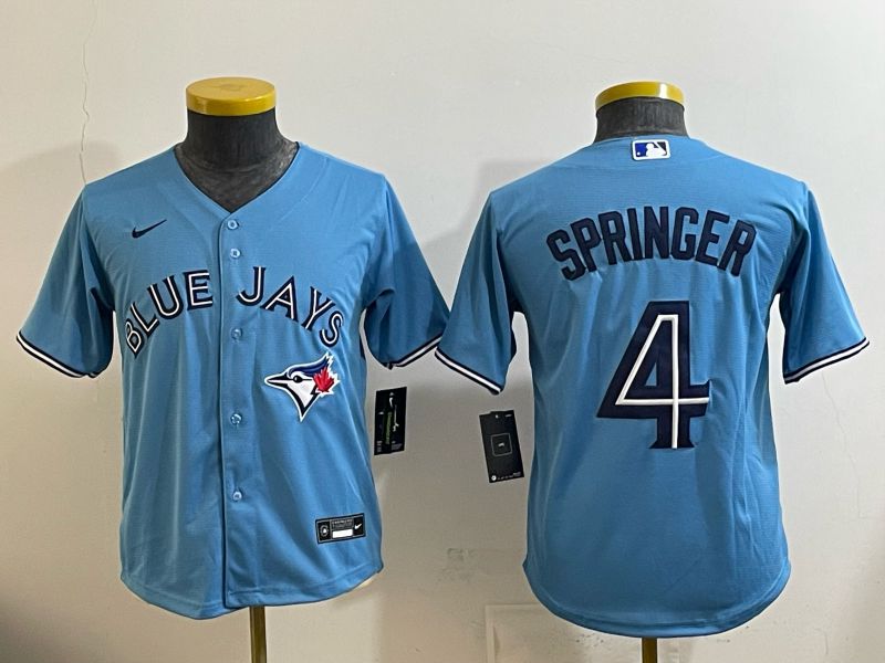 Youth 2025 Nike Toronto Blue Jays #4 Springer Light Blue Game MLB Jersey 05